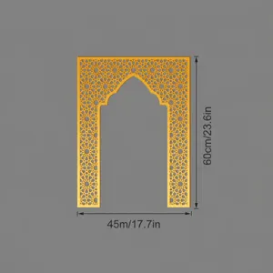 Gold acrylic mirror Islamic geometric wall sticker mihrab arch decor size S 60x45cm for home