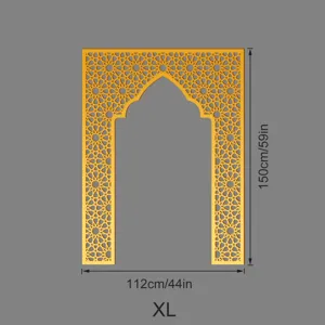 Gold acrylic mirror wall sticker Middle Eastern style niche Mihrab design XL size dimensions