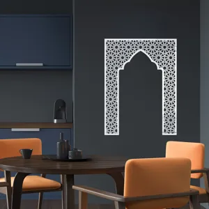 Islamic arch wall sticker mirror acrylic geometric Middle Eastern style interior decor detail view