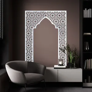 Islamic Middle Eastern style niche geometric acrylic mirror wall sticker for home decoration