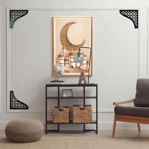 Stile Medio Oriente acrilico angolo adesivo murale decorativo cavo telaio porta decalcomania.