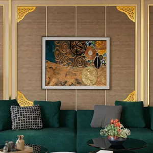 Adesivo angolare in acrilico dorato per porta e parete, stile mediorientale, decorazione.