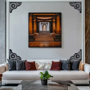 Adesivo murale d'angolo in acrilico nero stile mediorientale per decorazione dettaglio