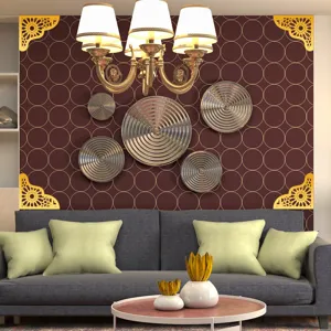 Adesivo murale angolare in acrilico stile Medio Oriente, finitura decorativa dorata.