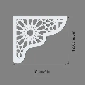Adesivo murale angolare in acrilico stile mediorientale con design a stella geometrica, 15x12,8 cm.