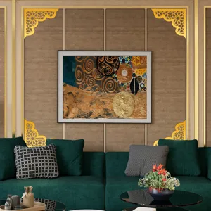 Adesivi angolari da parete in acrilico dorato decorativi in stile mediorientale per decorazioni casa