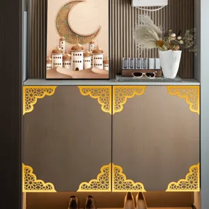 Adesivi murali ad angolo in acrilico dorato decorazioni per ante in stile orientale