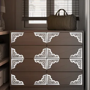 Adesivi decorativi angolari in acrilico in stile mediorientale per porte, design argentato.