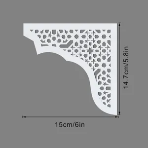 Adesivo angolare geometrico mediorientale in acrilico con dimensioni precise di 15x14.7cm per pareti.