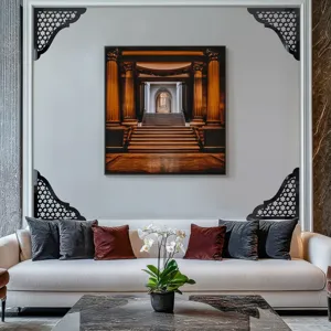 Vista dettagliata dell'adesivo murale angolare in acrilico, elegante decoro nero.