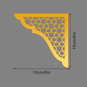 Adesivo murale ad angolo in acrilico stile Medio Oriente, stella geometrica decorativa oro 15cm