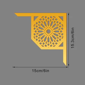 Adesivo murale d'angolo in acrilico stile islamico motivo geometrico dorato 1pz