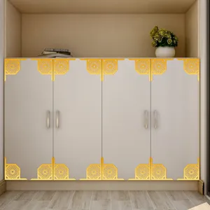 Adesivi angolari decorativi in acrilico stile Medio Oriente per porta e muro dorati.