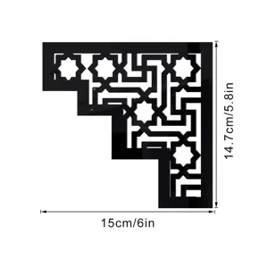 Adesivo da parete angolare in acrilico stile mediorientale design geometrico nero 15x14.7cm