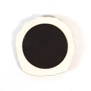 Wooden fridge magnet back detail view, magnetic decorative craft piece for home and kitchen decor.