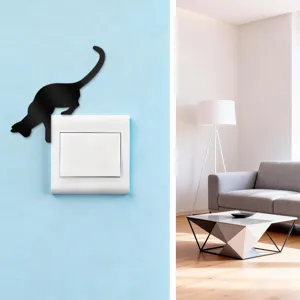 Acrylic mirror cat switch sticker wall decor home decoration cute animal silhouette decal.