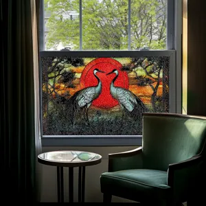 3D geprägte Buntglas-Fensterfolie statische Haftaufkleber für Heimdekoration und Sichtschutz.