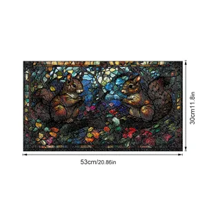 3D Buntglas Fensterfolie Eichhörnchen Dekoration statische Glasaufkleber 53x30cm neu