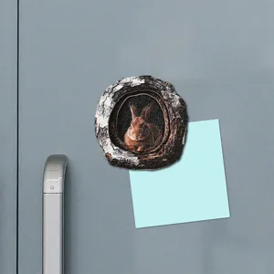 Wooden tree-hole animal refrigerator magnet home decoration magnetic craft sticker photo frame