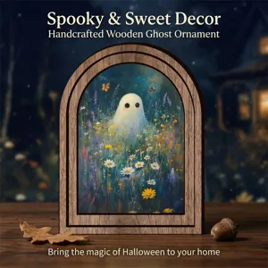 Arte Murale in Legno di Halloween Cornice per Foto Fantasma Rustico Carino Arco Tavola di Legno Decorazione Per Casa Soggiorno Festa
