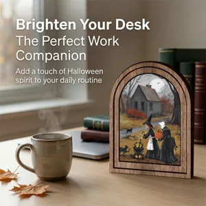 Quadro con cornice in legno Halloween rustico vintage decorazione scrivania arte murale