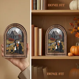 Halloween 3D pittura con cornice in legno cornice foto fantasma rustico decorazione da tavola