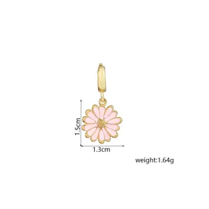 Edelstahl rosa Emaillierte Gänseblümchen Blume Anhänger DIY Schmuck Zubehör Schlüsselring