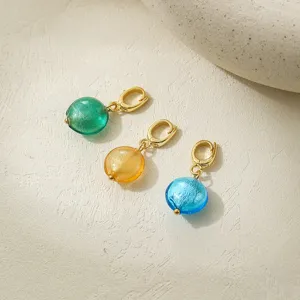 Colorful glass bead pendant charms with gold clasps for stylish DIY jewelry making.