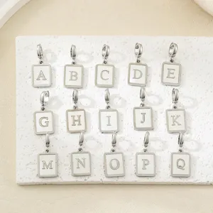 Ciondolo quadrato con conchiglia bianca in acciaio inossidabile ciondoli gioielli DIY accesso