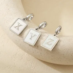 Bellissimo ciondolo charm lettera in acciaio inossidabile e madreperla fine X Y Z