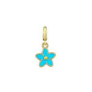 Blaues Emaille Blumen Anhänger Detail, süßes Edelstahl DIY Schmuck Zubehör für Schlüsselanhänger.
