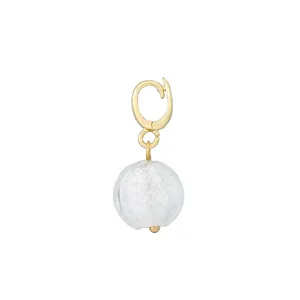 Exquisite round glass bead DIY charm pendant with gold-tone clasp, elegant jewelry accessory.