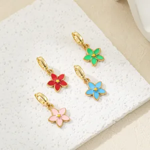 Bunte Emaillierte Blumen Anhänger mit goldenen Verschlüssen für DIY Schmuck und Taschen Accessoires.