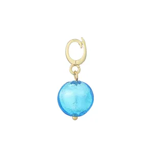 Exquisite blue glass bead clasp detail, perfect for DIY necklaces and keychain pendants.