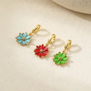 Bunte Emaille Blumen Anhänger für DIY Schmuck Zubehör Metall Schlüsselanhänger Set
