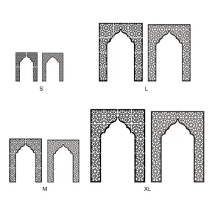 Middle Eastern style wall sticker size detail and modular assembly structure diagram.
