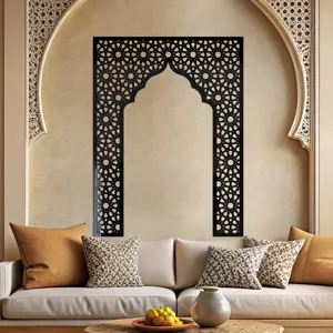 Detailed view of Middle Eastern style geometric arch wall sticker, elegant interior decor display.