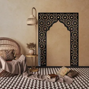 Middle Eastern style wall sticker detail showing intricate black geometric arch Mihrab design.