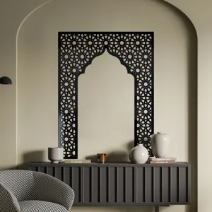 Middle Eastern style Mihrab geometric arch acrylic wall sticker mirror for home decoration.