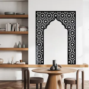 Islamic geometric arch wall sticker, Mihrab acrylic mirror decal for modern interior decor
