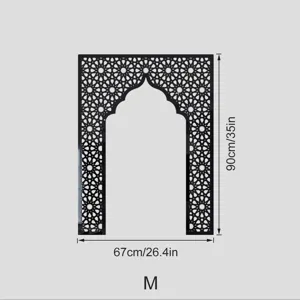 Middle Eastern style mihrab wall sticker, black Islamic geometric pattern, size M, 90x67cm.