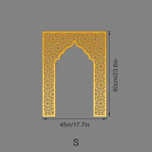 Middle Eastern style Mihrab gold acrylic mirror wall sticker, size S with details.