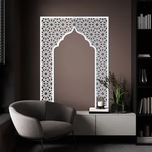 Detailed view of Middle Eastern style geometric arch wall sticker, elegant home decor scene.