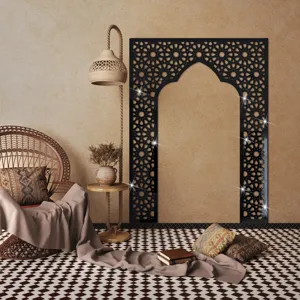 Detailed scene view of the Middle Eastern style mihrab arch acrylic wall mirror sticker.