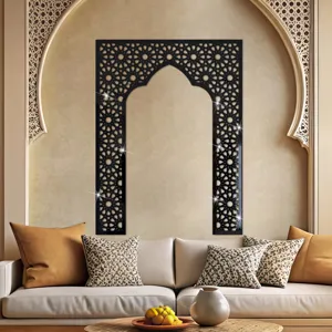 Middle Eastern style Mihrab acrylic mirror wall sticker for Islamic home decor and room art.