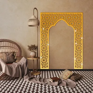 Middle Eastern style gold acrylic mirror wall sticker detail showing islamic design.