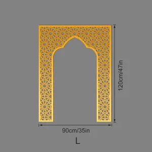 Gold acrylic mirror wall sticker Islamic geometric niche architectural decor size L