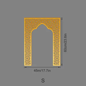 Gold acrylic mirror wall sticker Middle Eastern style mihrab niche size S 60x45cm