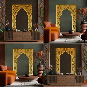 Middle Eastern Style Mihrab Niche Acrylic Mirror Wall Sticker Islamic Geometric Pattern Home Living Room Decor