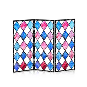 Mini paravent pliant en acrylique translucide au motif traditionnel pour bureau.